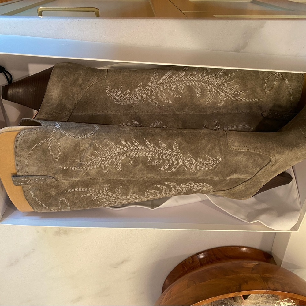 NWT Veronica Beard Taupe Western Boots - Picture 5 of 5